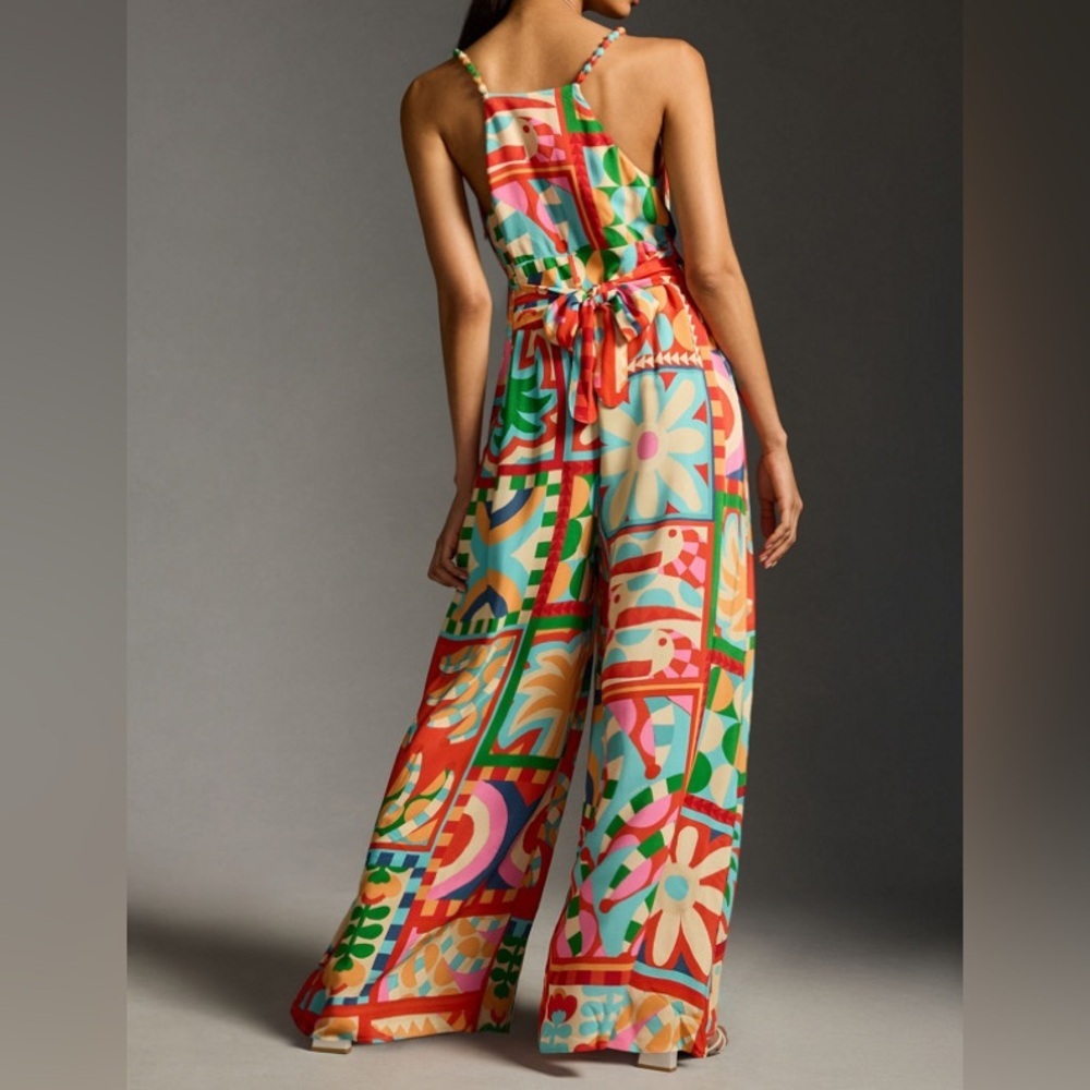 FARM Rio Geometric Print Halter Jumpsuit Size M - Picture 7 of 10